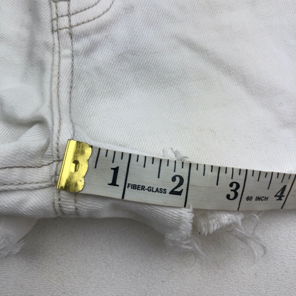 Free People White Denim Button Fly Cut Off Shorts - Picture 5 of 8